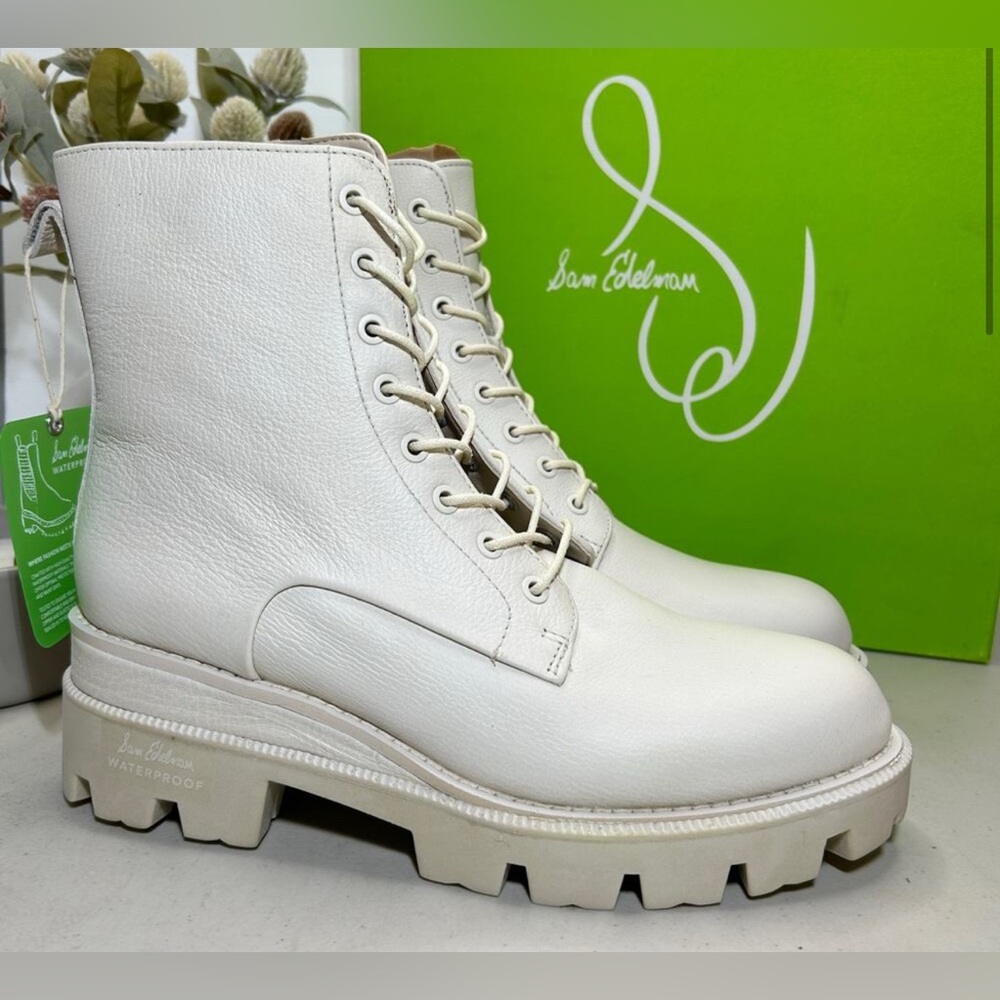 Sam Edelman Cream Garret combat Platform Boots